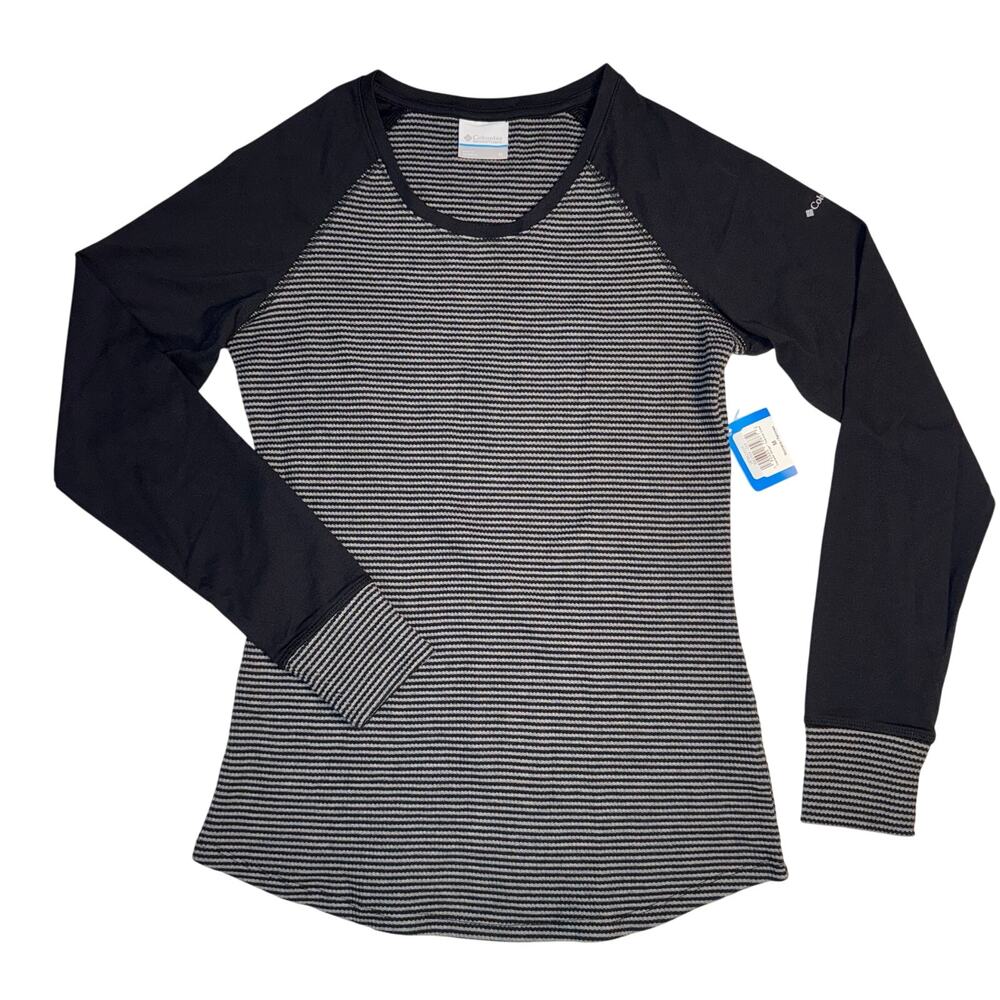 Columbia Shirt Womens M Black Gray Cascade Gorge‎ Thermal Crew Outdoors